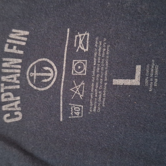 Captain Fin Navy Graphic Muscle Tank Top with Anchor Logo L - Picture 5 of 5